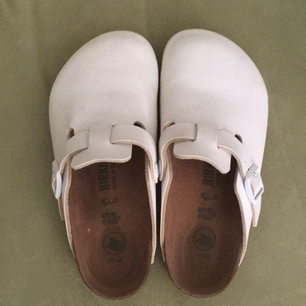 BIRKENSTOCK WHITE BOSTON SANDALS MADE IN GERMANY